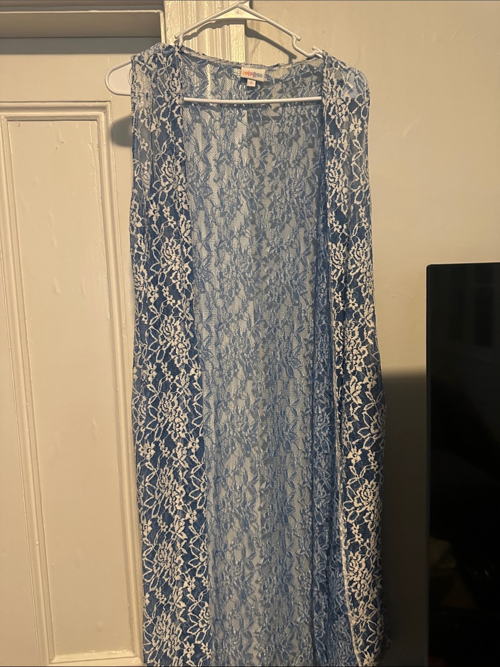 LuLaRoe Light Blue Floral Lace Maxi Cover-Up